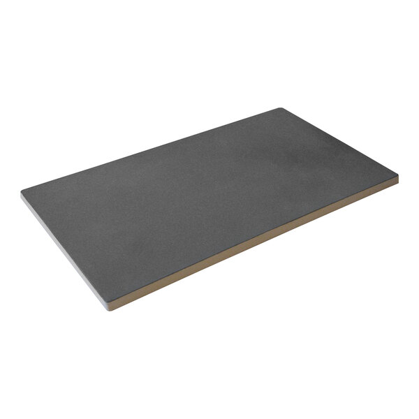 A black and grey rectangular ceramic water absorbent surface for a Bobrick electric hand dryer.