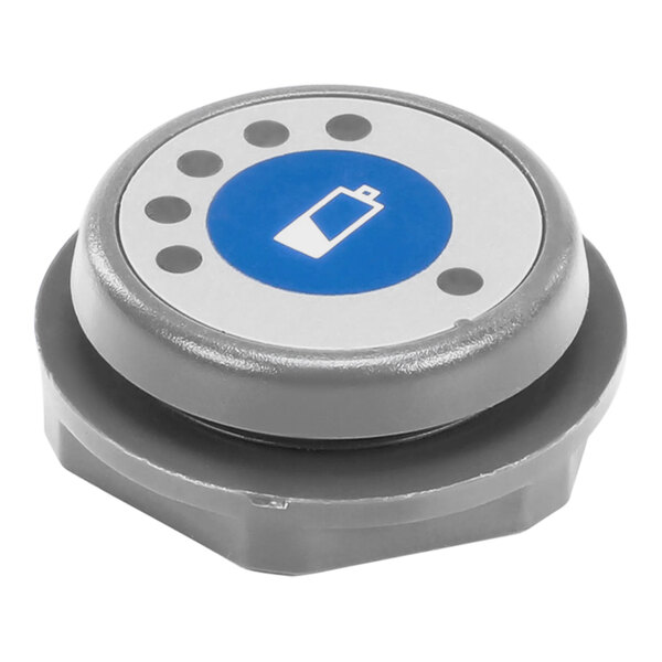 A grey button with a blue and white battery symbol.