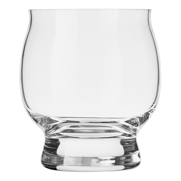 A clear glass with a short rim.
