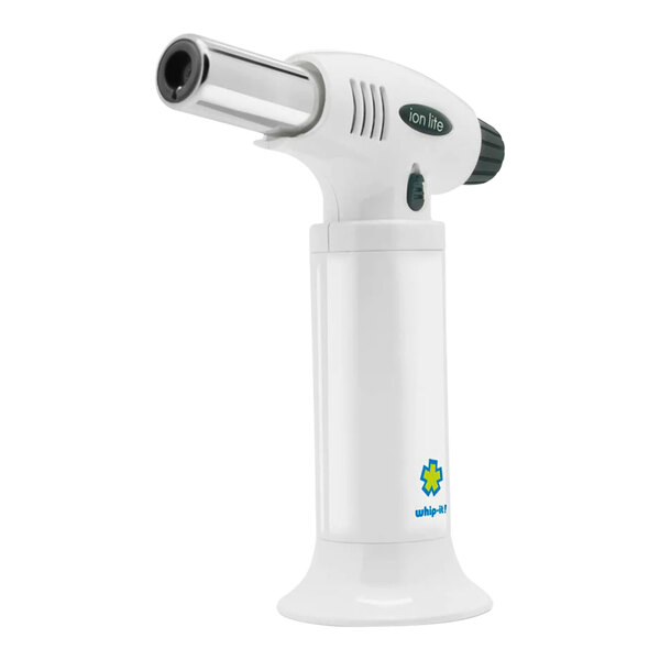 A white Whip-It Ion Lite butane torch with a green handle.