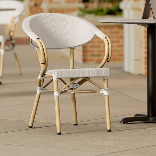 Lancaster Table & Seating Gray Teslin Outdoor Arm Chair