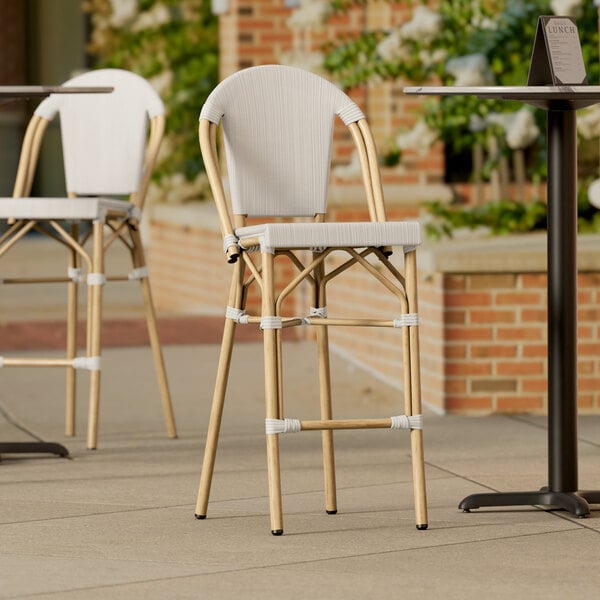 Lancaster Table & Seating Bistro Series Gray Teslin Outdoor Side Barstool