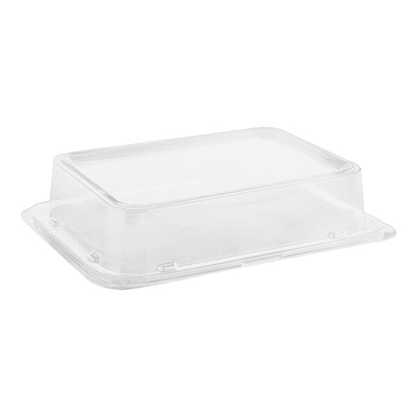 A clear PET plastic lid for a Front of the House Servewise container.