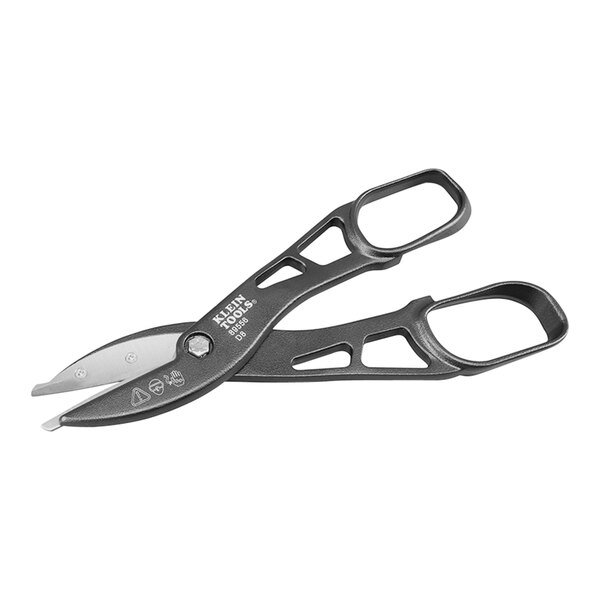 Klein Tools 12" Tin Snips with black handles.