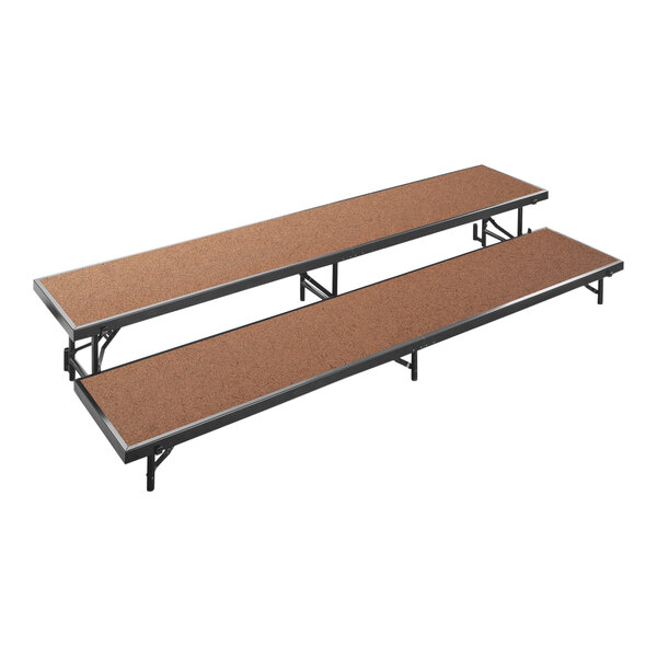 A National Public Seating hardboard choral riser with two levels.