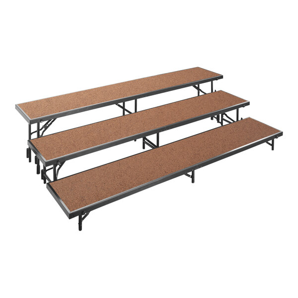 National Public Seating 3-level hardboard stage risers.