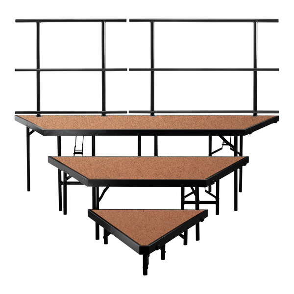 National Public Seating 3-Level Hardboard Seated Riser Pie Set with Guardrails