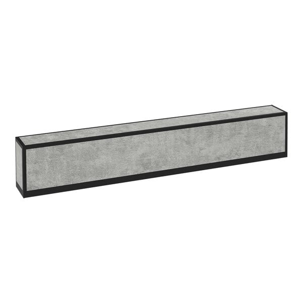 A rectangular concrete laminate bar top with a black metal frame.