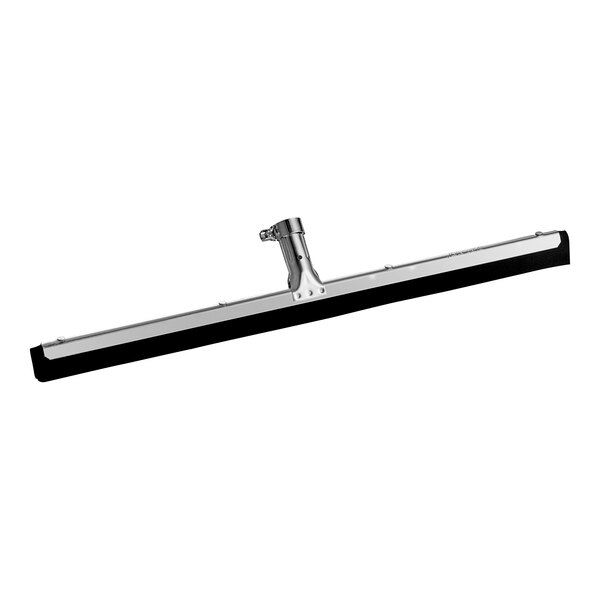 A Midwest Rake black and silver steel floor squeegee.
