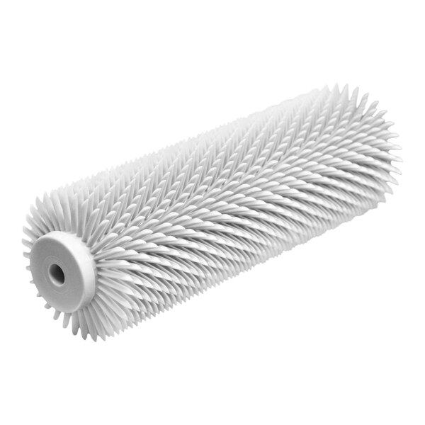 A white plastic roller cover with sharp tines on it.