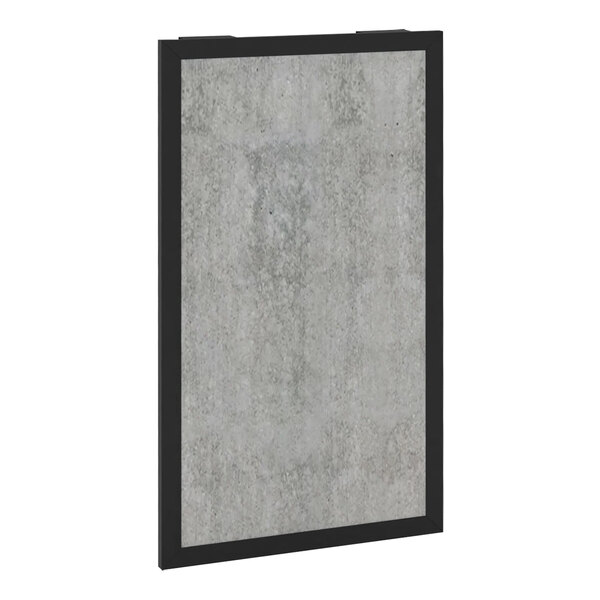 A grey rectangular Bon Chef front panel with black frame and concrete laminate.