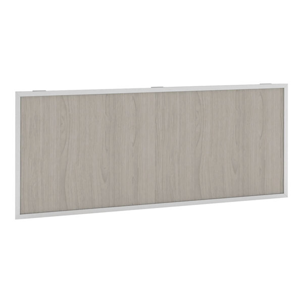 A white rectangular front panel with a silver border.