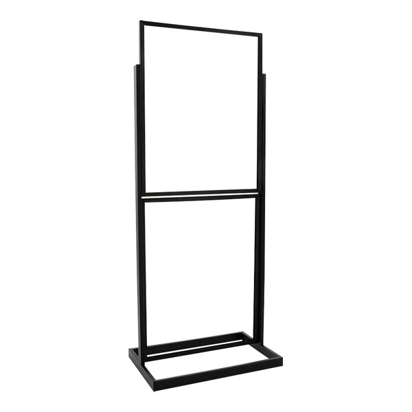 A black rectangular tube sign holder with a white background.