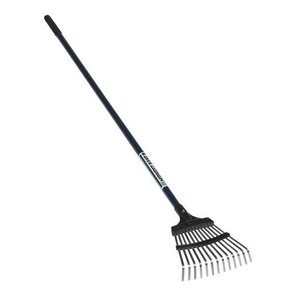A black Seymour Midwest Pro-Flex shrub rake with a long, powder-coated aluminum handle.