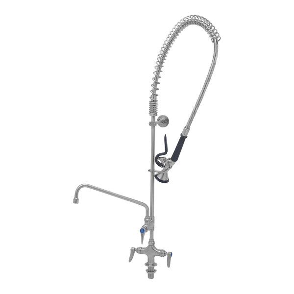 Eversteel by T&S S-0113-A14-BY Deck Mount Mixing Faucet with 14" Swing Nozzle and Pre-Rinse Unit with 8" Adjustable Centers and 1.15 GPM New-Style Spray Valve