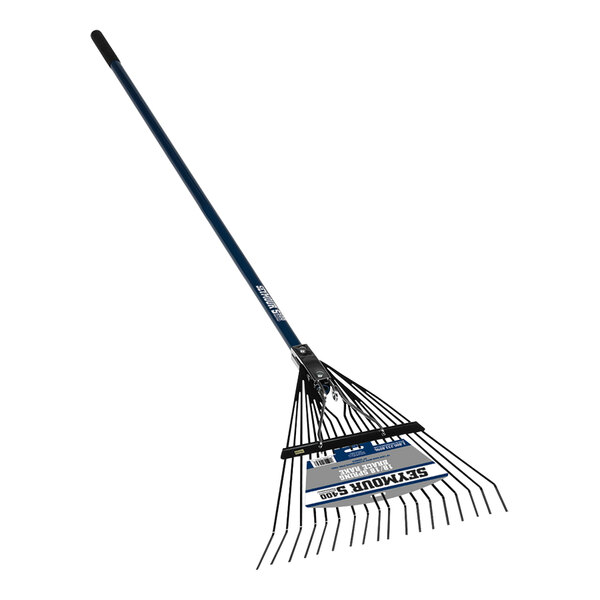 A Seymour Midwest ProGrade spring brace rake with a long handle.