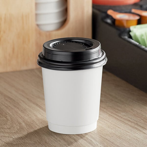 Choice 8 oz. White Smooth Double Wall Paper Hot Cup and Lid - 100/Pack