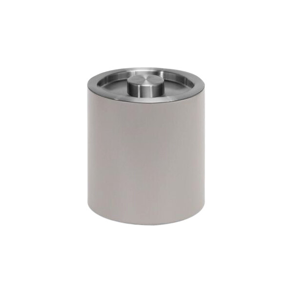 A white cylinder with a silver metal lid.