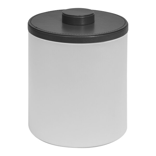 A white Room360 ice bucket with a black lid.