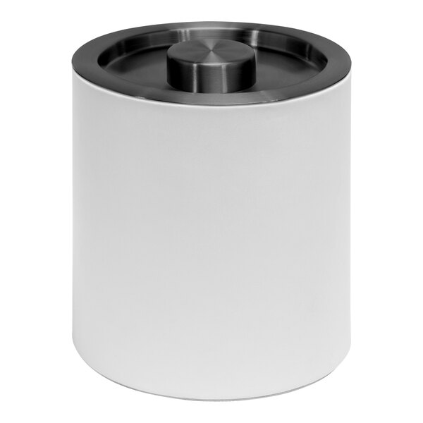 A white cylinder with a matte black lid.