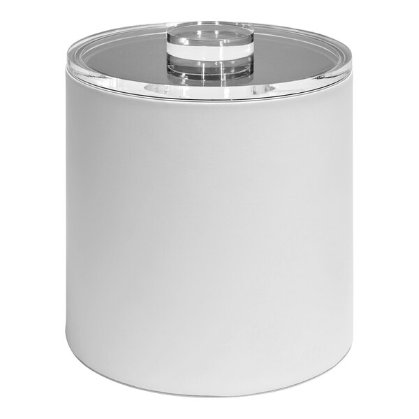 A white cylinder with a clear top.
