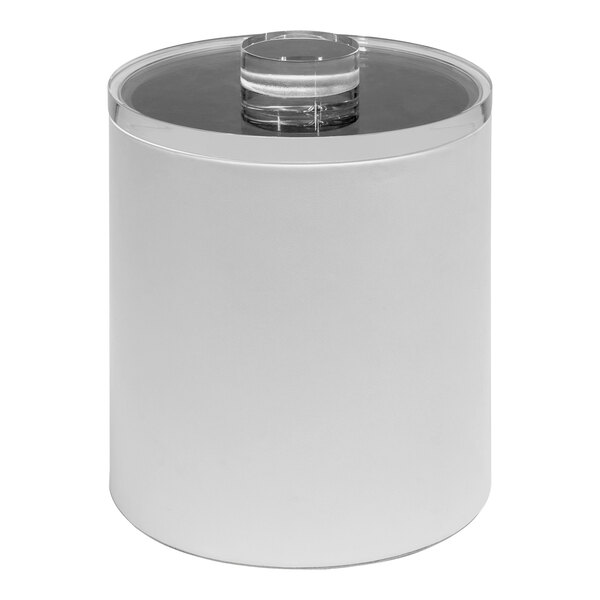 A white cylinder with a clear lid.