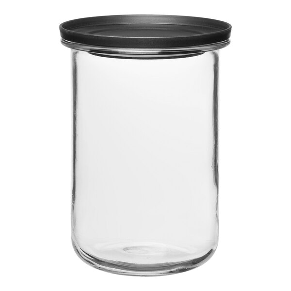 Anchor Hocking Goode 2 Gallon Stackable Glass Sundry Jar with Black Lid 13868