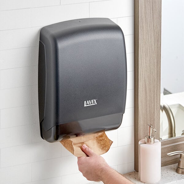 Lavex Translucent Black Multifold Plastic Paper Towel Dispenser with 4,000 Paper Towels