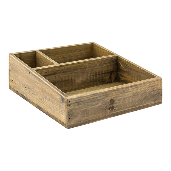 A Room360 Cider Wood organizer with three compartments.