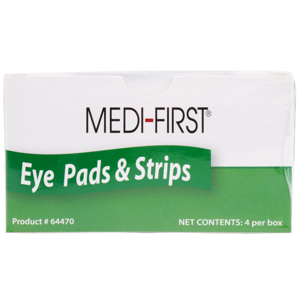 A package of Medique eye pads and strips.