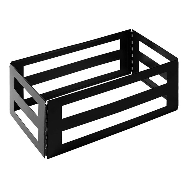 An American Metalcraft black stainless steel crate with four shelves.