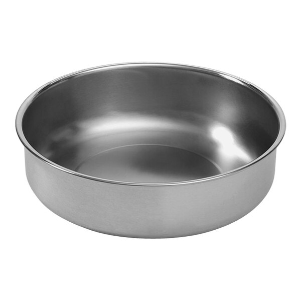 A stainless steel bowl with a silver finish.