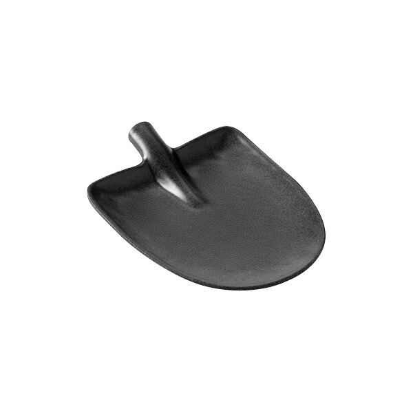 An American Metalcraft black melamine shovel platter with a handle.