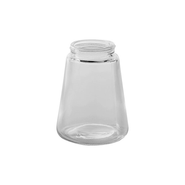 An American Metalcraft clear glass syrup dispenser jar with a lid.