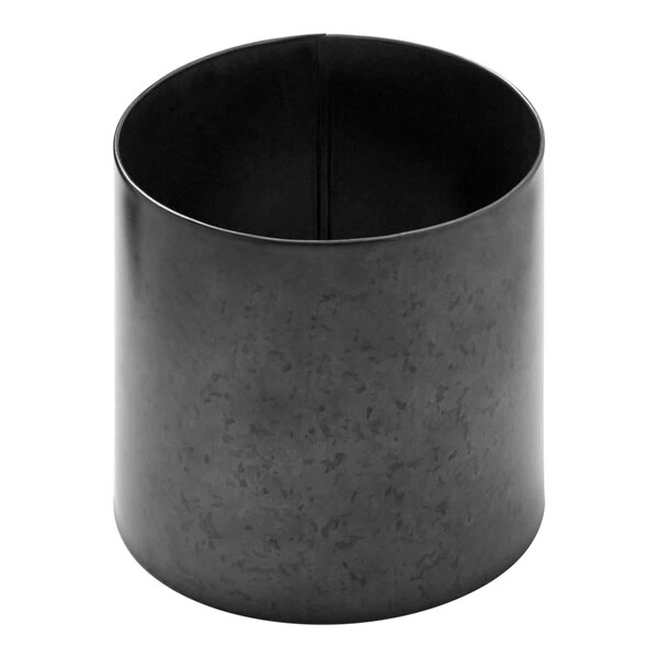 A black cylinder base for a juice dispenser on a white background.