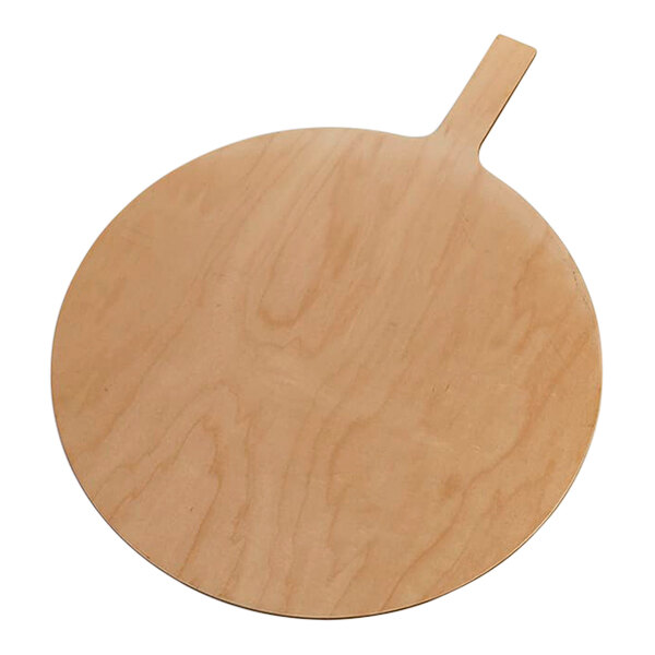 An American Metalcraft round maple wood serving peel with a handle.
