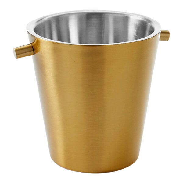 An American Metalcraft satin gold plated champagne bucket with handles.