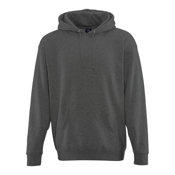A grey RefrigiWear sweatshirt with a black hood.