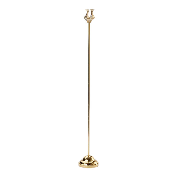 An American Metalcraft gold weighted number stand with a harp-style base.
