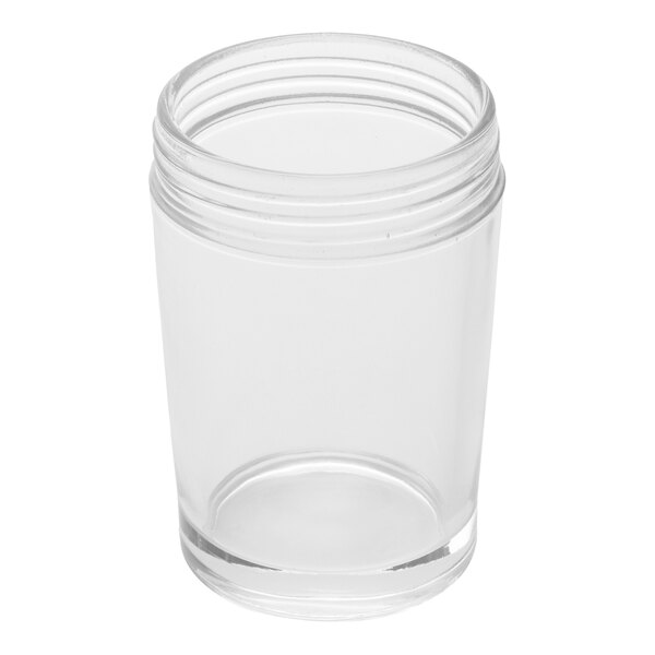 A clear glass jar with a lid.