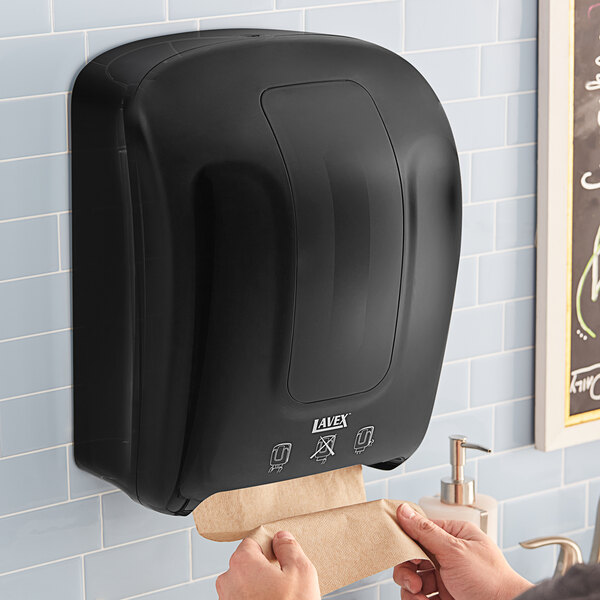 Lavex Black Manual Pull-Activated Paper Towel Dispenser