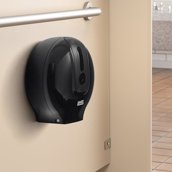 Lavex Black 9" Single Roll Jumbo Toilet Tissue Dispenser with Window