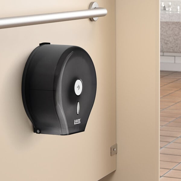 Lavex Black 9" Single Roll Jumbo Toilet Tissue Dispenser