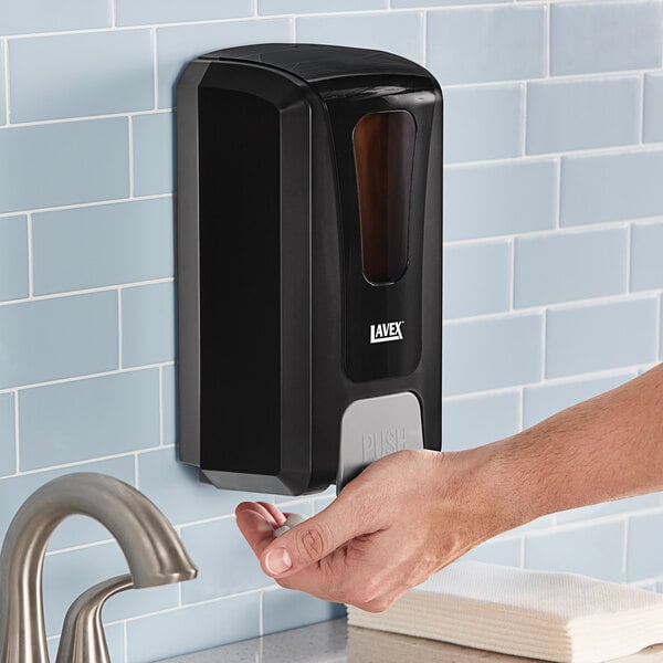 Lavex 40 fl. oz. (1,200 mL) Black Manual Foaming Soap / Sanitizer Dispenser