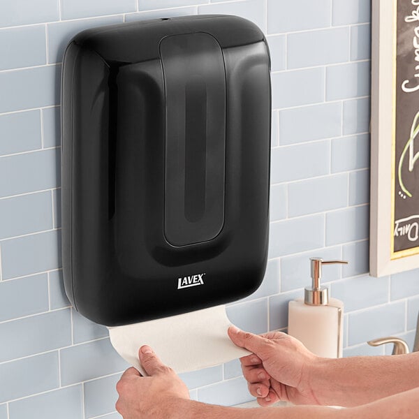 Lavex Black Multifold Plastic Paper Towel Dispenser