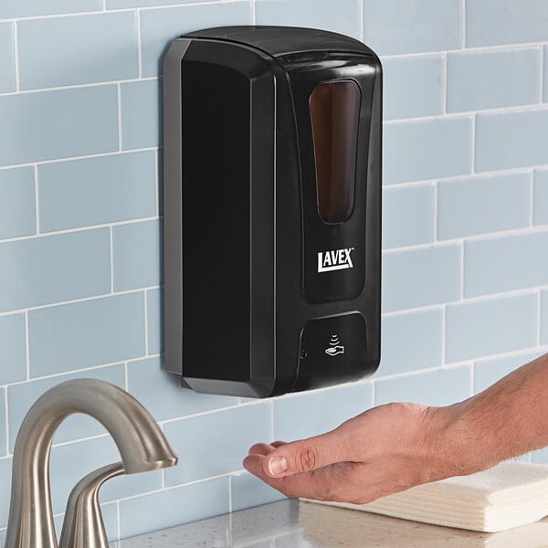 Lavex 40 fl. oz. (1,200 mL) Black Automatic Liquid Soap / Sanitizer Dispenser