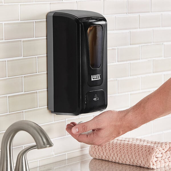 Lavex 34 fl. oz. (1,000 mL) Black Automatic Foaming Soap / Sanitizer Dispenser