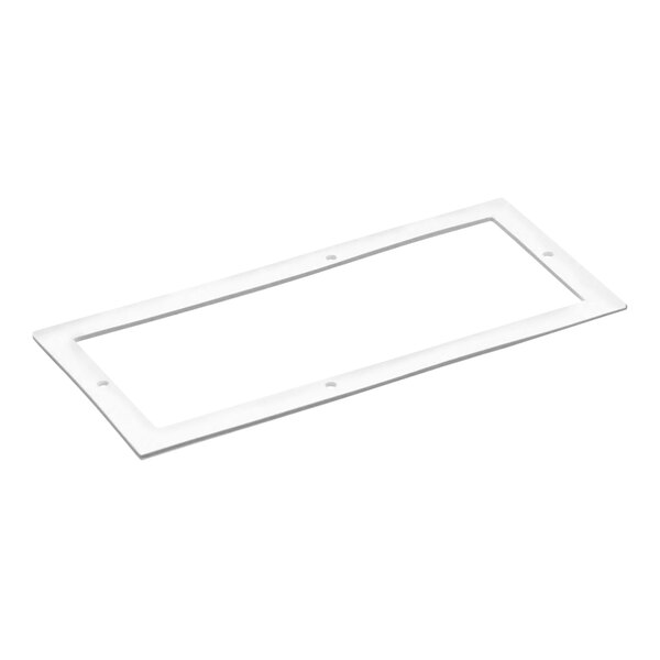 A white rectangular gasket with a hole in the middle.