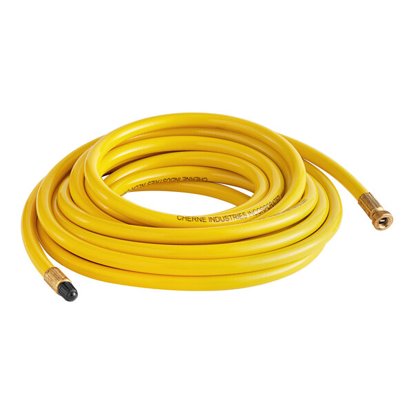 A close-up of a yellow Cherne extension hose.