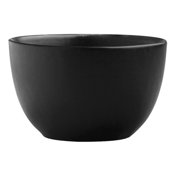 A black Santa Anita Reflections stoneware bouillon cup.